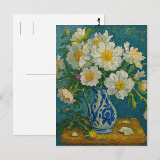 White Peony Postcard Postkarte (Vorne/Hinten)