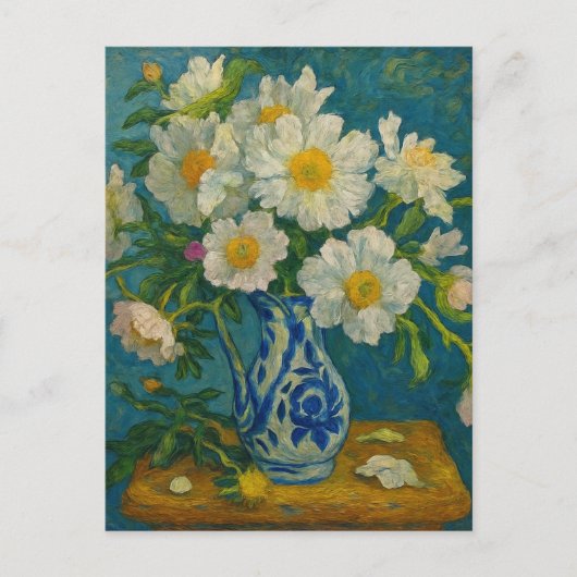 White Peony Postcard Postkarte (Vorderseite)