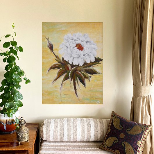 White Peony Poster