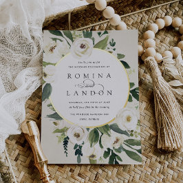 White Peony | Rundflorrahmen Folieneinladung