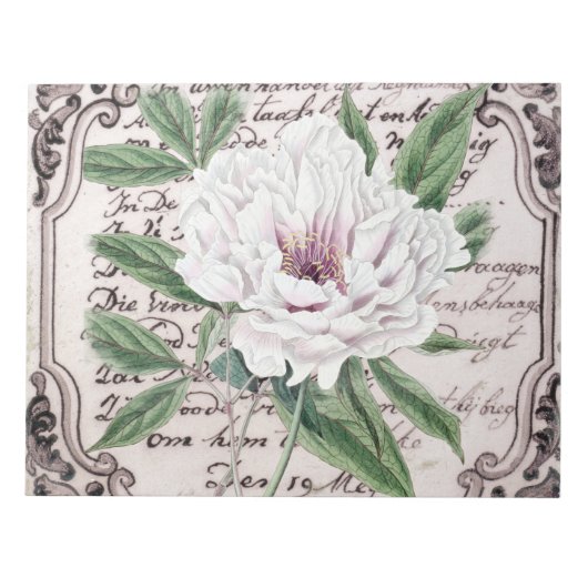 White Peony Script Notizblock (Vorderseite)