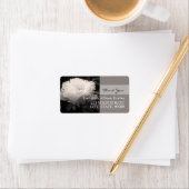 White Peony Sepia Foto Familie Danke Label Adressaufkleber (Insitu)