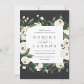 White Peony | Square Floral Frame Wedding Einladung (Vorderseite)