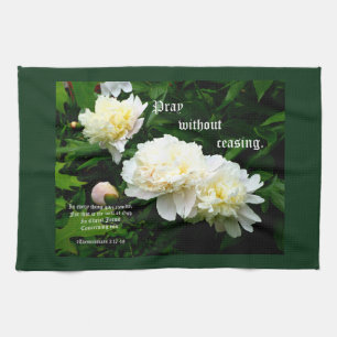 White Peony Trio, 1 Thessaloniker 5:17-18 Geschirrtuch