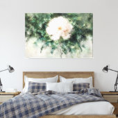 *~* White PEONY TV2 Art Stretched Canvas Print Leinwanddruck (Insitu (Schlafzimmer))
