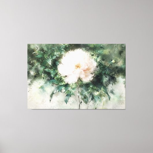 *~* White PEONY TV2 Art Stretched Canvas Print Leinwanddruck (Vorderseite)