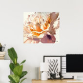 White Peony Watercolor Poster drucken (Heimbüro)