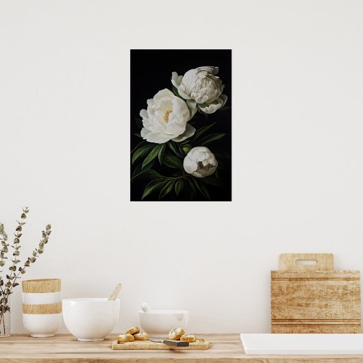 White Peonys Blume Art Print Poster (Küche)