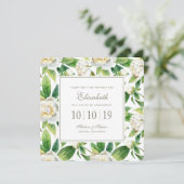 White Peonys & Leaf Watercolor - Bridesmaid Einladung (Stehend Vorderseite)