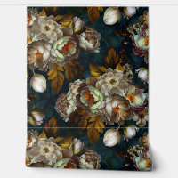 White Peonys Vintag Midnight Goth Garden