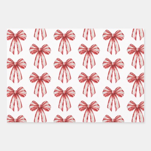 White Peppermint Bows Geschenkpapier Set (Vorderseite 3)