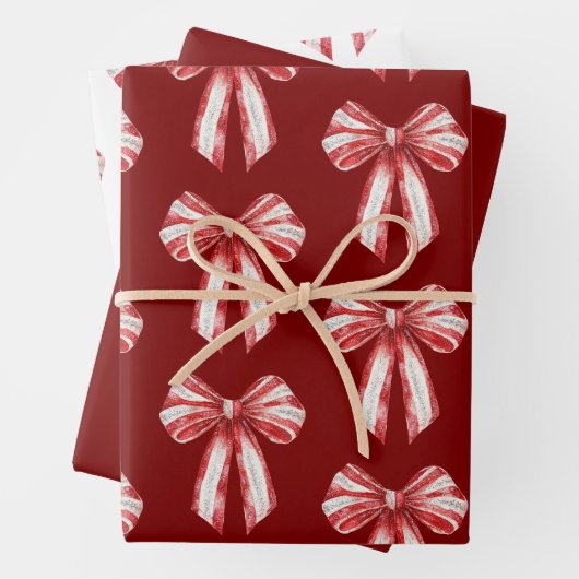 White Peppermint Bows Geschenkpapier Set (Beispiel)