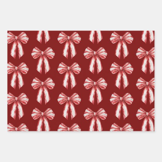 White Peppermint Bows Geschenkpapier Set (Vorderseite)