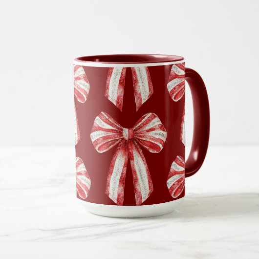 White Peppermint Bows Tasse (VorderseiteRechts)