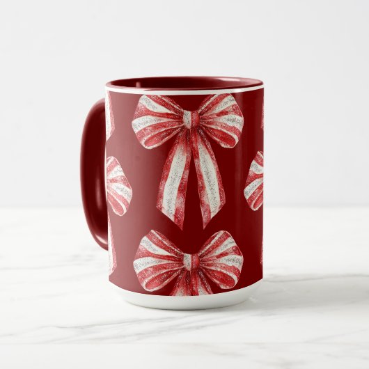 White Peppermint Bows Tasse (Vorderseite Links)