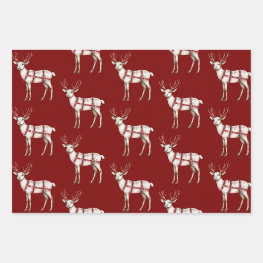 White Peppermint Hirsch Geschenkpapier Set (Vorderseite 2)