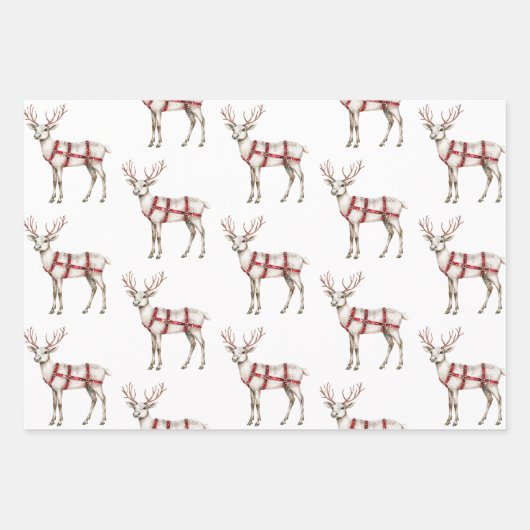 White Peppermint Hirsch Geschenkpapier Set (Vorderseite)