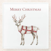 White Peppermint Hirsch Glasuntersetzer (Vorderseite)