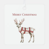 White Peppermint Hirsch Ornament Aus Metall (Vorderseite)