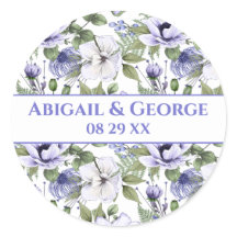 White Periwinkle Florals Lila Gastgeschenk Hochzei