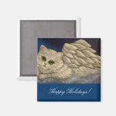 WHITE PERSIAN ANGEL CAT HOLIDAY Magnet (Vorderseite/Rückseite)
