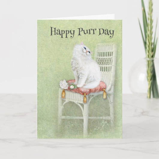 White Persian Birthday Cat Karte (Vorderseite)