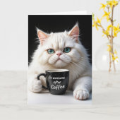 White Persian Cat Birthday Spaß Karte (Gelbe Blume)