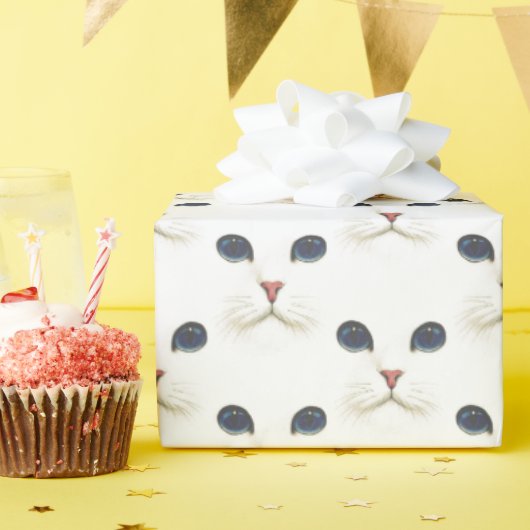 White Persian Cat Face Geschenkpapier (Geburtstagsparty)