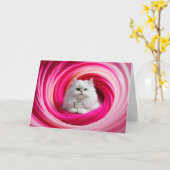 White Persian Cat Gyre Karte (Gelbe Blume)