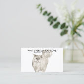 White Persian Cat Illustration Wasserfarbe Visitenkarte (Stehend Vorderseite)