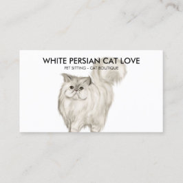 White Persian Cat Illustration Wasserfarbe Visitenkarte