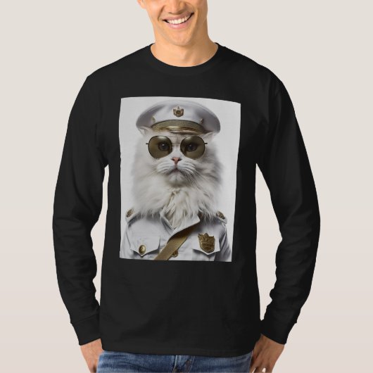 White Persian cat military cap T-Shirt (Vorderseite)