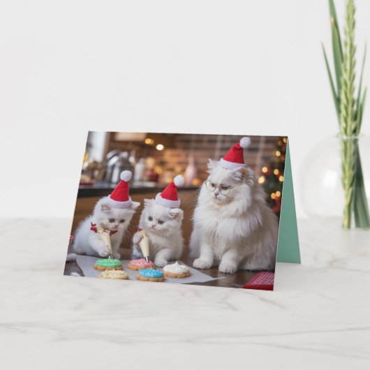 White Persian Christmas Cookies Card Karte (Vorderseite)