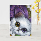 WHITE PERSIAN FAIRE CAT ODD EYE CUSTOMIZE Card Karte (Gelbe Blume)