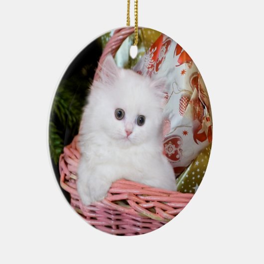 White Persian Kitten Keramik Ornament (Rechts)