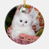 White Persian Kitten Keramik Ornament (Vorne)