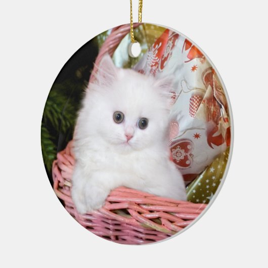 White Persian Kitten Keramik Ornament (Links)