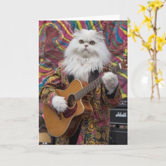 White Persian Rocker Karte (Gelbe Blume)