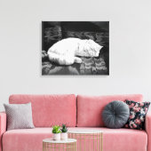 White Persian Sleeping Cat Leinwanddruck (Insitu (Wohnzimmer))