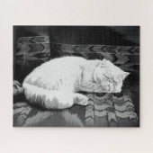 White Persian Sleeping Cat Puzzle (Horizontal)