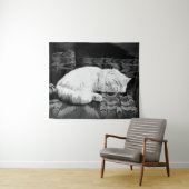 White Persian Sleeping Cat Wandteppich (Beispiel (Horizontal))