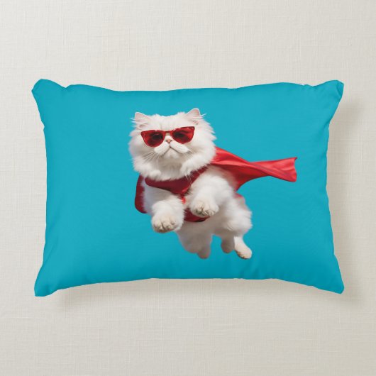 White Persian Superhero Dekokissen (Vorderseite)