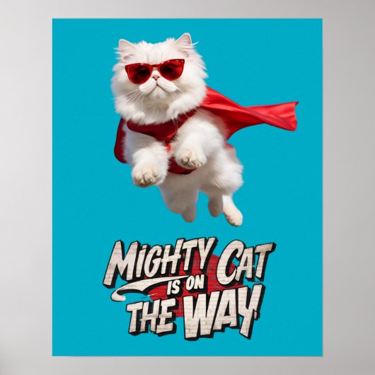 White Persian Superhero Poster (Vorne)