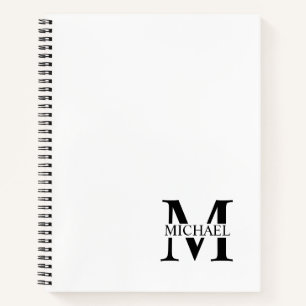 White Personalisiert Elegante Monogram und Name Notizblock