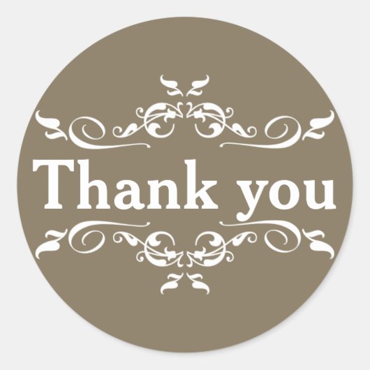 White Personalisiert Vielen Dank Runder Aufkleber (Vorderseite)