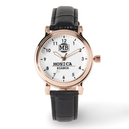 White  Personalized Custom Monogram Minimalist  Armbanduhr