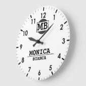 White  Personalized Custom Monogram Minimalist  Große Wanduhr (Winkel)