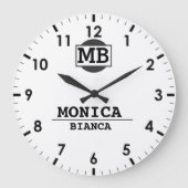 White  Personalized Custom Monogram Minimalist  Große Wanduhr (Vorderseite)