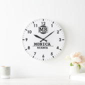 White  Personalized Custom Monogram Minimalist  Große Wanduhr (Zuhause)