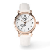White Personalized Monogram Custom Elegant Armbanduhr (Vorderseite)